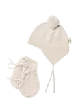 Copenhagen Colors - Merino Knitted Baby Bonnet W. Pompom + Baby Mittens - Beebim&uuml;tsid - 4-9M
