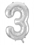Joker - Foil Balloon Number 3 Silver 86 Cm - Peotarbed - 86 cm