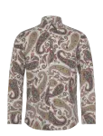 Morris - Flannel Paisley Shirt-Slim Fit - Mustriga s&auml;rgid - S