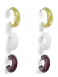Pieces - Pcpenolope J Earrings 3-Pack - R&otilde;ngad - ONE SIZE