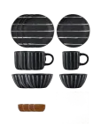 House Doctor - Brunch Kit, Hdline, Black, Brown - Lauan&otilde;ude komplektid - ONE SIZE