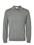 Selected - Slhtray Ls Knit Merino Open Polo - Pikkade varrukatega kootud polos&auml;rgid - S