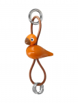Kay Bojesen - Fugl S&oslash;lvtonet Metal N&oslash;glering Med Naturl&aelig;der Orange - V&otilde;tmehoidjad ja kotiripatsid - 4.5 CM