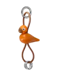 Kay Bojesen - Bird Silver Metal Keychain With Natural Leather Orange - V&otilde;tmehoidjad ja kotiripatsid - 4.5 CM