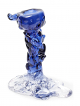 POLSPOTTEN - Drip Candle Holder Glass Dark Blue S - K&uuml;&uuml;nlajalad - L14X W8X H14CM