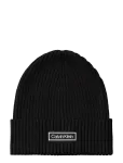 Calvin Klein - Patch Chunky Rib Cotton Beanie - Kootud m&uuml;tsid - ONE SIZE