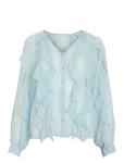 Vila - Vimitalla V-Neck L/S Flounce Shirt - Pikkade varrukatega - 36