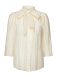 Stella Nova - Pointelle High-Neck Bow Blouse - Pikkade varrukatega - 38