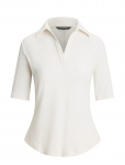 Lauren Ralph Lauren - Rib-Knit Elbow-Sleeve Polo Tee - Polod - XL