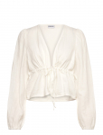 Pieces - Pcsastina Ls V-Neck Tie Top Wvn Msa Bc - Pikkade varrukatega - XL