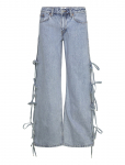 Monki - Imoo Low Rise Loose Wide Leg Bow Jeans - Laiad - 32