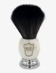 Parker - Marbled Ivory Chrome Handle Black Synthetic Shave Bristle - Habemeajamispintslid - ONE SIZE