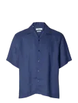 Selected - Slhrlxkylian Linen Ss Shirt Resort - L&uuml;hikeste varrukatega s&auml;rgid - L