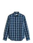 Gant - Reg Cotton Linen Indigo Chk Shirt - Vabaaja s&auml;rgid - XXXL