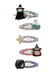 Mimi & Lula - 5 Clic Clacs - Mini Witch Halloween - Juukseklambrid - ONE SIZE