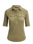 Lauren Ralph Lauren - Rib-Knit Elbow-Sleeve Collared Top - L&uuml;hikeste varrukatega - S