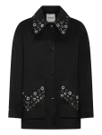 Sandro - Wool Coat Embellished With Eyelets - Villased mantlid - 36