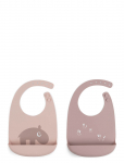 Done By Deer - Silicone Bib 2-Pack Ozzo Powder - Varrukateta pudip&otilde;lled - 27X 19X 3.5CM