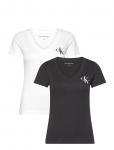 Calvin Klein Jeans - 2-Pack Monologo V-Neck Tee - L&uuml;hikeste varrukatega - XS