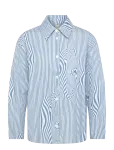 Brixtol Textiles - Stella Dark Navy White Stripe - Pikkade varrukatega - M