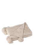 J-Line - Plaid Pompom Polyester Light Beige - Tekid ja pleedid - ONE SIZE