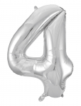 Joker - Foil Balloon Number 4 Silver 86 Cm - Peotarbed - 86 cm