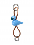 Kay Bojesen - Fugl S&oslash;lvtonet Metal N&oslash;glering Med Naturl&aelig;der Bl&aring; - Puidust kujud - 4.5 CM