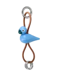 Kay Bojesen - Bird Silver Metal Keychain With Natural Leather Blue - Puidust kujud - 4.5 CM