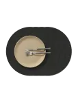 LIND DNA - 4-Set Table Mat Circle L Corduroy Black Ink - Lauamatid - D:38CM