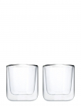 Blomus - Set Of 2 Insulated Coffee Glasses - 0,2 L - Nero - Clear Glass - Kohvitassid - L 7.6CM