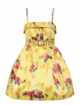 Ganni - Floral Print Duchesse Satin Belted Mini Dress - Suvekleidid - 42