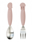 Done By Deer - Easy-Grip Spoon & Fork Set Sea Friends Powder - S&ouml;&ouml;giriistad - ONE SIZE