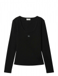 Calvin Klein Jeans - Ls Woven Label 2X2 Baby Rib Scoo - Pikkade varrukatega - L
