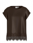 Vila - Viellette S/S Full Satin Lace Top - Noos - L&uuml;hikeste varrukatega - 42