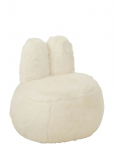 J-Line - Stool Fur With Bunny Ears Wood White - Tumbad - ONE SIZE
