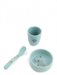 Done By Deer - Stick&Stay First Meal Set Celebration Blue - &Otilde;htus&ouml;&ouml;gikomplektid - BOWL:&Oslash; 10X H 4.2CM.MUG:&Oslash; 6.6X H 7.5CM.SPOON:14CM