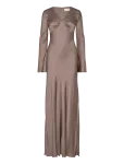 Malina - Carolina Flared Sleeve Satin Maxi Dress - Maksikleidid - 32