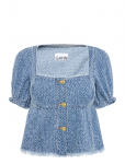GANNI - Fluffy Denim Blouse - L&uuml;hikeste varrukatega - 34