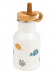 Done By Deer - Metal Bottle Sea Friends Beige 350 Ml - S&ouml;&ouml;giaeg - &Oslash; 7X H 15CM