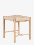 House Nordic - Asta - Stool In Poplar With Natural Wicker Seat, Natural - Taburetid ja pingid - 42X 42X 46.5CM