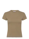 Weekday - Slim Short-Sleeved Cotton T-Shirt - L&uuml;hikeste varrukatega - XXS