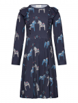 Geggamoja - Bamboo Flared Dress Navy Dala Horse - Pikkade varrukatega vabaajakleidid - 134/140