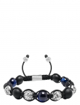 Nialaya - Men's Sterling Silver Beaded Bracelet With Matte Onyx, Lava Stone, And Blue Tiger Eye - K&auml;ev&otilde;rud - L