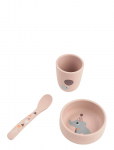 Done By Deer - Stick&Stay First Meal Set Celebration Powder - Beebin&otilde;ude komplektid - BOWL:&Oslash; 10X H 4.2CM.MUG:&Oslash; 6.6X H 7.5CM.SPOON:14CM