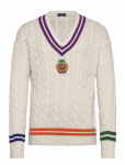 Polo Ralph Lauren - Embroidered Cotton-Linen Cricket Sweater - V-kaelusega - XL