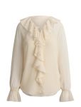 Lauren Ralph Lauren - Ruffle-Trim Crinkle Georgette Blouse - Pikkade varrukatega - L