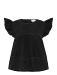 Ganni - Garment Dyed Cotton Frill Sleeve Top - L&uuml;hikeste varrukatega - 40