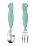 Done By Deer - Easy-Grip Spoon & Fork Set Sea Friends Blue - S&ouml;&ouml;giriistad - ONE SIZE