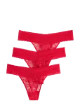 Lindex - 3-Pack Thong In Lace - Stringid - L