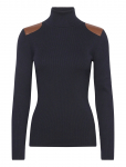 Lauren Ralph Lauren - Faux-Leather-Trim Ribbed Turtleneck - K&otilde;rge kaelusega - XL